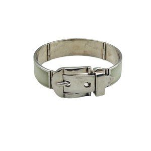 Superb Quality Sterling Silver Made in Italy Buckle Bracelet Guilloche Enamel